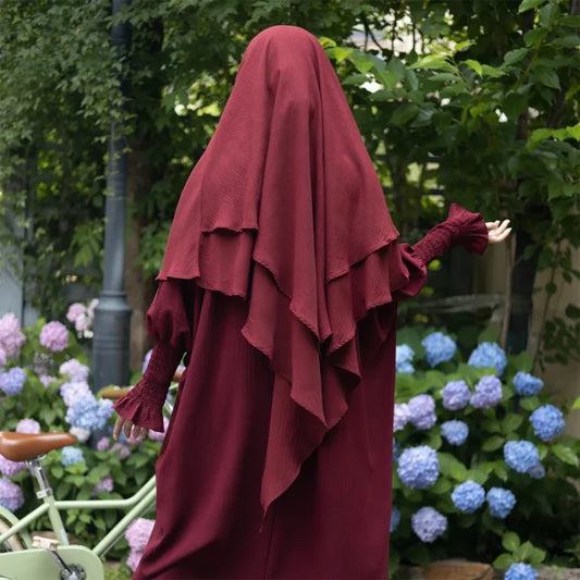 Two Layered Crepe Khimar